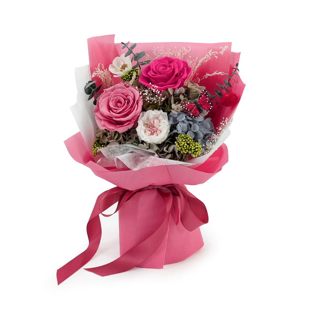Bukiet Premium w pudełku - EVERGIVE – A Lasting Gesture – Fuchsia Charm