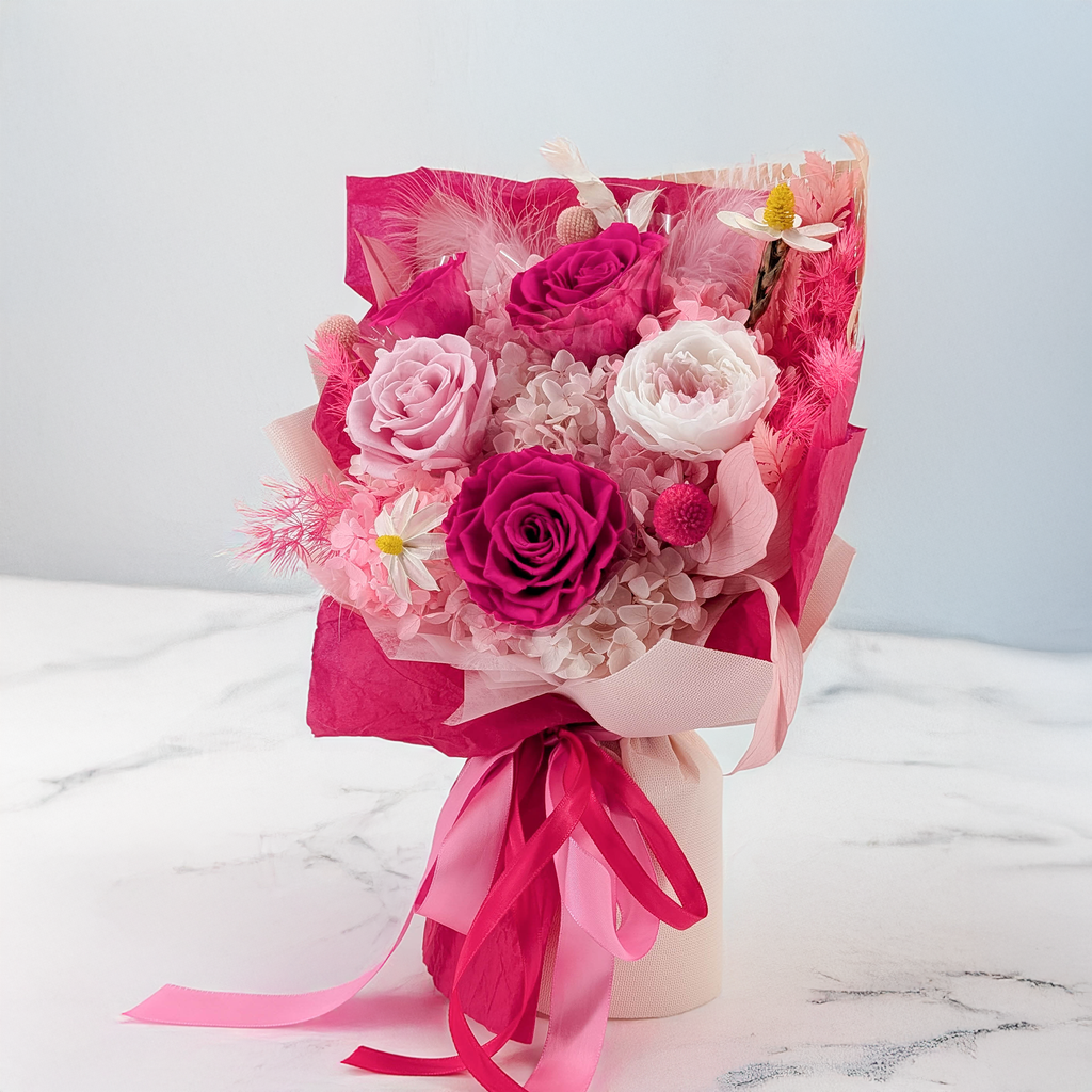 Bukiet Premium w pudełku - EVERGIVE – A Lasting Gesture – Pink Desire