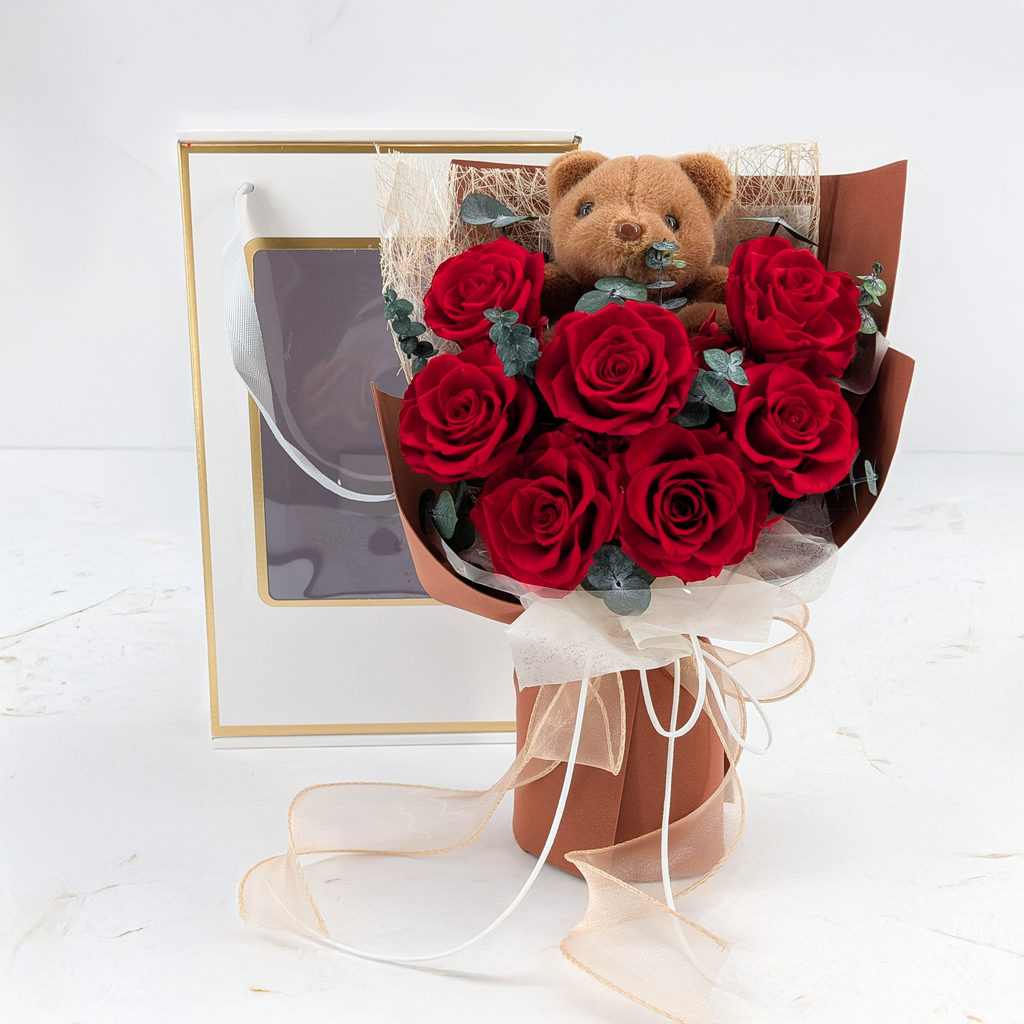 Bukiet Premium w pudełku - EVERGIVE – A Lasting Gesture – Ruby Tenderness