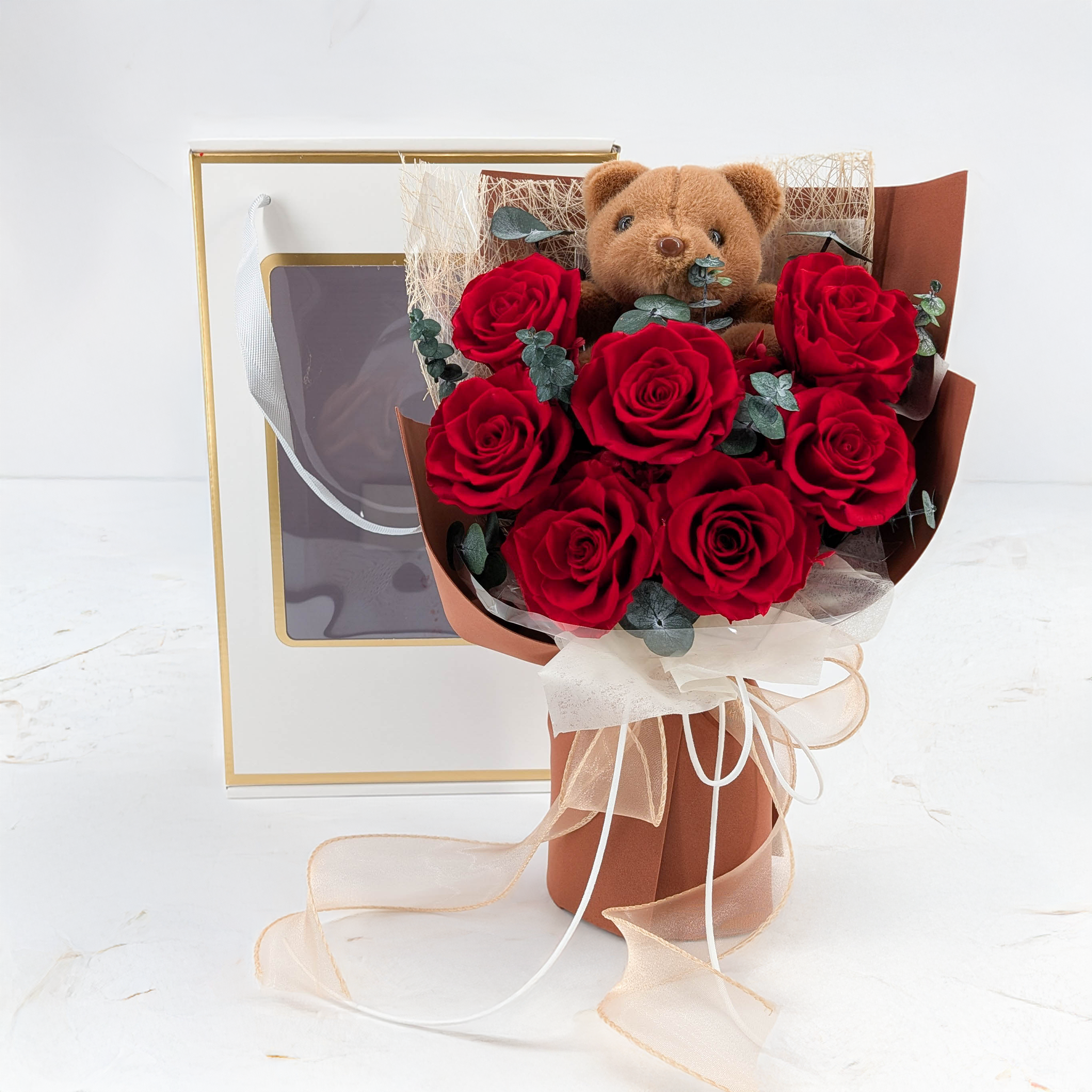 Bukiet Premium w pudełku - EVERGIVE – A Lasting Gesture – Ruby Tenderness