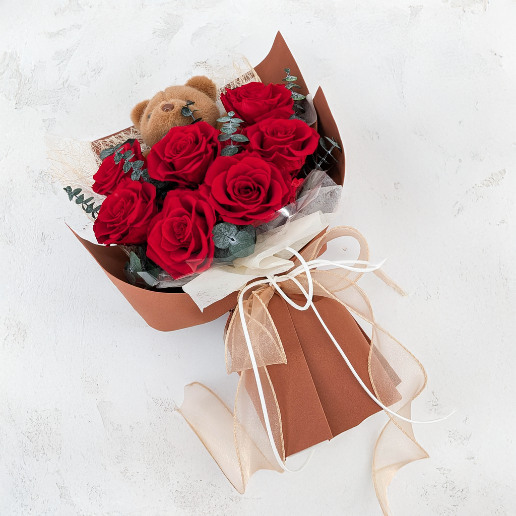 Bukiet Premium w pudełku - EVERGIVE – A Lasting Gesture – Ruby Tenderness