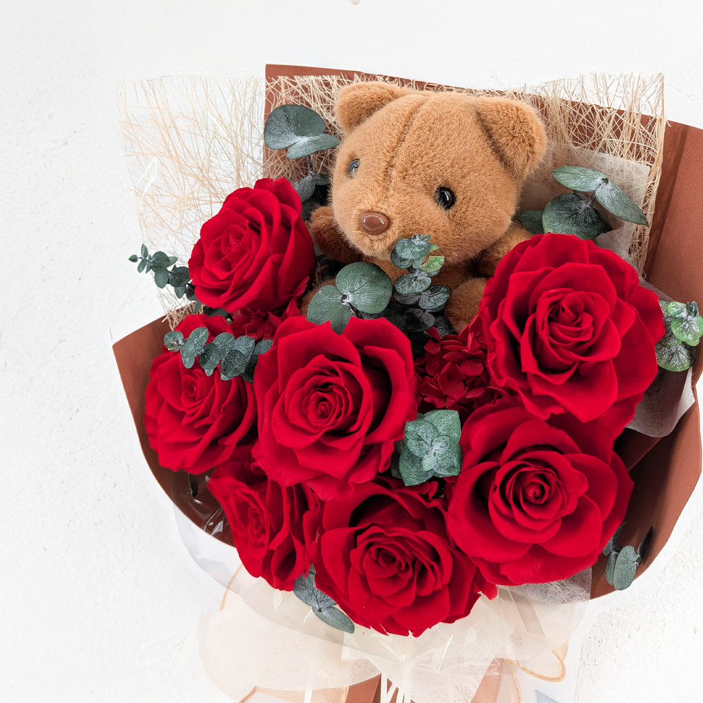Bukiet Premium w pudełku - EVERGIVE – A Lasting Gesture – Ruby Tenderness