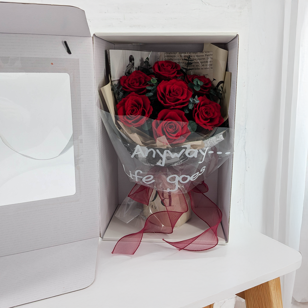 Bukiet Premium w pudełku - EVERGIVE – A Lasting Gesture – Ruby Timeless
