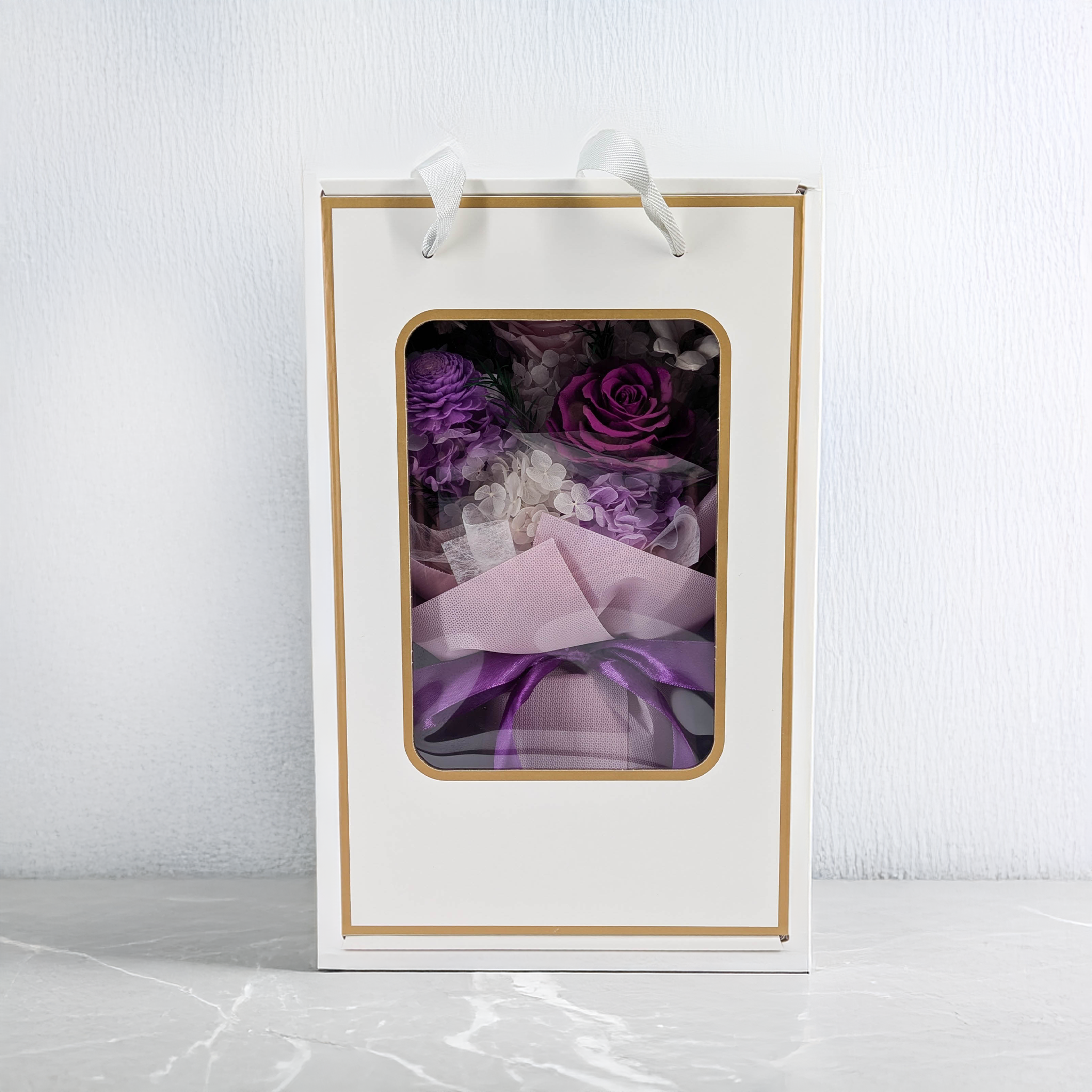 Bukiet Premium w pudełku - EVERGIVE – A Lasting Gesture – Violet Grace